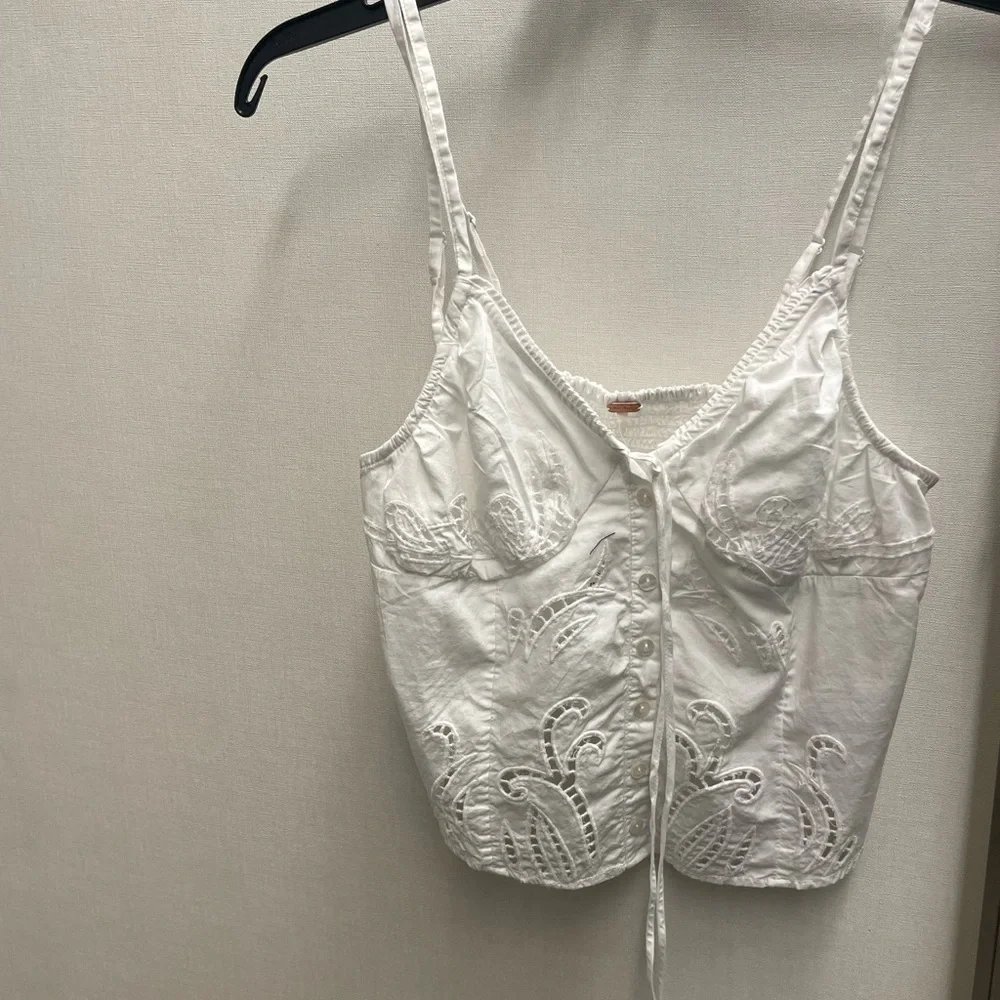 Free People White Sweet Sammi Sleeveless Tie Front Camisole - Picture 3 of 6